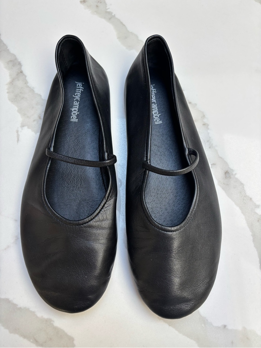 Jeffrey Campbell Dancerina Black Leather Mary Jane Flats size 9 - Picture 1 of 3